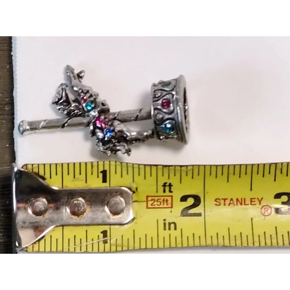 CCI Pewter Carousel 6072 Horse Pink Blue Agua Crystals Miniature